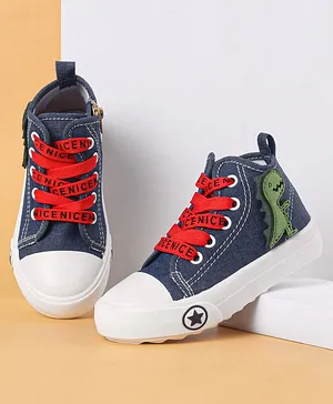 Cute Walk by Babyhug Lace up Casual Shoes With Dino Applique - Navy Blue