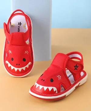 Cute Walk by Babyhug Slip On Sandals with Velcro Closure Shark Print - Red