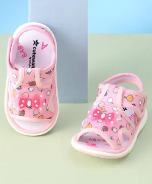 Cute Walk by Babyhug Velcro Closure Sandals with Bow Applique - Pink