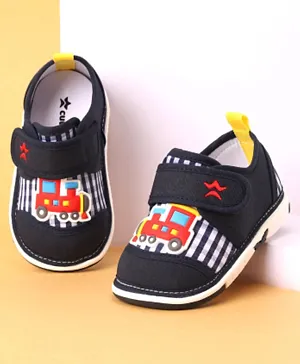 Cute Walk by Babyhug Velcro Closure Casual Shoes with Engine Applique - Navy Blue