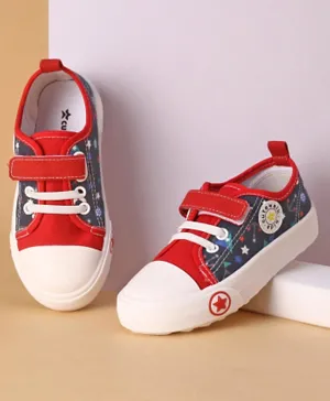 Cute Walk by Babyhug Star Printed Casual Shoes with Velcro Closure - Red