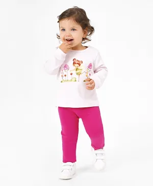 Bonfino 100% Cotton Full Sleeves Night Suit With Fairy Print - Pink
