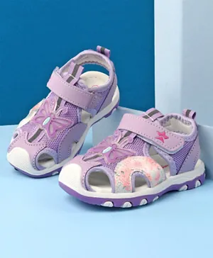 Cute Walk by Babyhug Butterfly Applique Velcro Closure Sandals - Purple