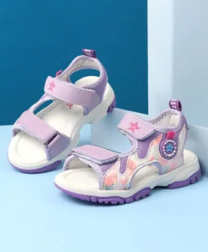 Cute Walk by Babyhug Velcro Closure Sandals with Foil Print - Purple
