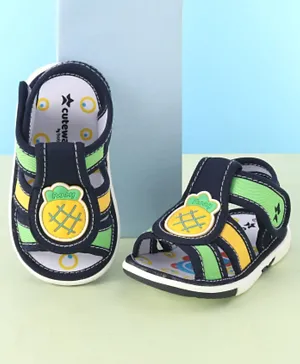 Cute Walk by Babyhug Musical Sandals With Velcro Closure Pineapple Patch- Blue