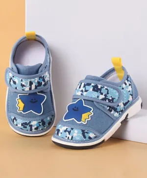 Cute Walk by Babyhug Slip On Musical Casual Shoes with Velcro Closure & Star Applique - Blue