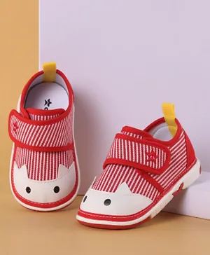 Cute Walk by Babyhug Velcro Closure Musical Stripe Casual Shoes - Red