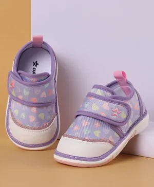 Cute Walk by Babyhug Velcro Closure Musical Heart Print Casual Shoes - Purple