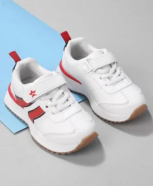 Cute Walk by Babyhug Velcro Closure Sports Shoes - White & Red
