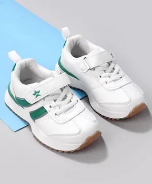 Cute Walk by Babyhug Velcro Closure Sports Shoes - White & Green