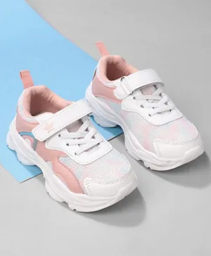Cute Walk by Babyhug Velcro Closure Sports Shoes - White & Pink