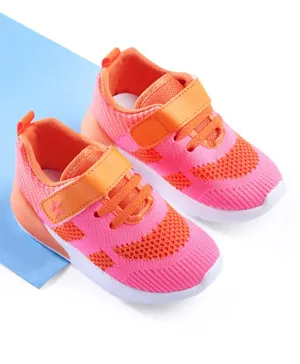 Cute Walk by Babyhug Slip On Sports Shoes with Velcro Closure - Light Pink & Orange
