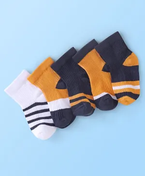 Cute Walk by Babyhug Anti Bacterial Ankle Length Socks Striped Pack Of 5 - Multicolour