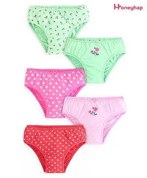 Honeyhap Premium Cotton Super Soft Stretchable Floral Printed  Panties with Silvadur Finish Pack of 5 - Multicolor