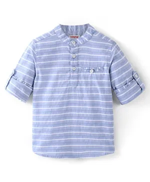 Babyhug 100% Cotton Woven Full Sleeves Striped Shirt - Blue