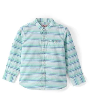 Babyhug Cotton Woven Full Sleeves Shirt Striped - Blue