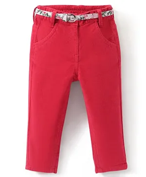 Babyhug Cotton Full Length Corduroy Pants - Pink
