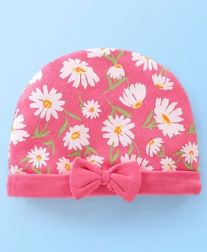 Babyhug 100% Cotton Cap Floral Printed - Pink