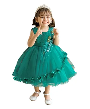 Babyqlo Elegant Pearl and Lace Dress - Green