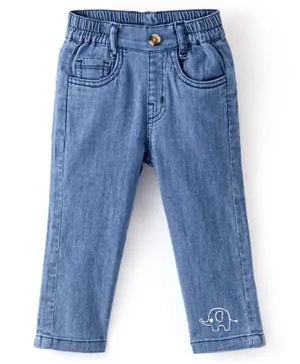 Babyoye Cotton Elastane Full Length Washed Jeans - Blue