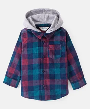 Bonfino 100% Cotton Full Sleeve Check Shirt with Hood- Multicolor