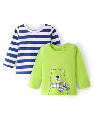 Doodle Poodle 2 Pack  100% Cotton Full Sleeves T-Shirts Teddy Print - Green & White