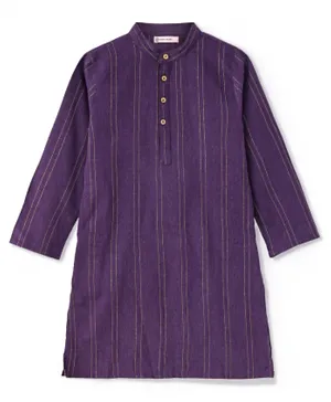 Earthy Touch South Cotton Woven Full Sleeves Stripes Kurta - Blue
