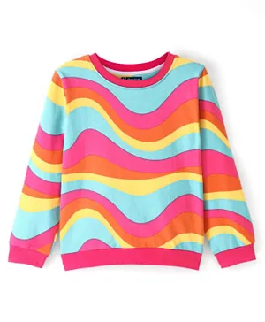 Pine Kids Cotton Knit Biowash Full Sleeves Sweatshirt With Marble Print - Multicolor