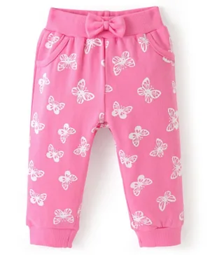 Doodle Poodle 100% Cotton Looper Knit Full Length Lounge Pant Butterfly Print- Pink