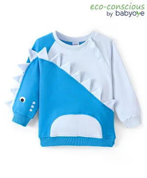 Babyoye 100% Cotton Knit Full Sleeves Dino Theme Sweatshirt - Multicolor