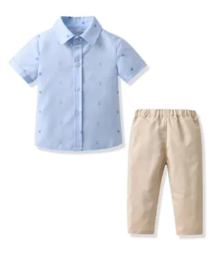SAPS Printed Shirt and Pant Set - Blue