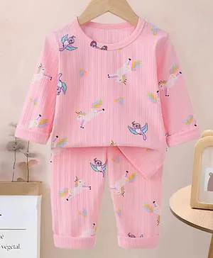 SAPS Unicorn Full Sleeves Night Suit - Pink