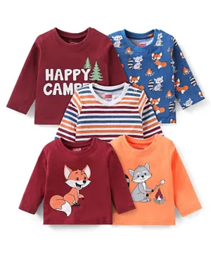 Babyhug Cotton Knit Full Sleeves Graphics  Print T-Shirt With Koala Pack of 5 - Multicolour