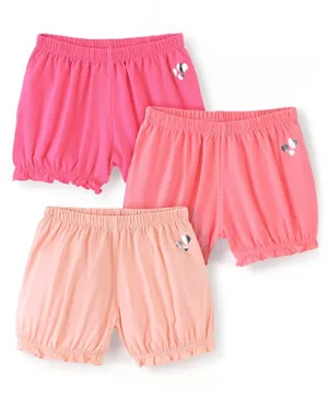 Pine Kids Cotton Spandex Mid Thigh Solid Hipster Bloomers Pack of 3 - Pink & Peach