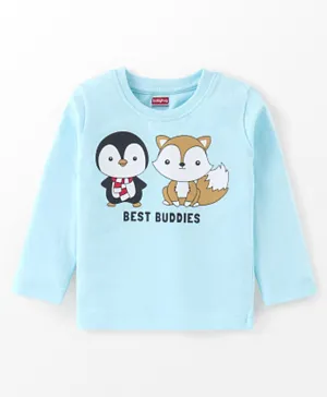 Babyhug 100% Cotton Full Sleeves  Fox Printed T-Shirt - Blue