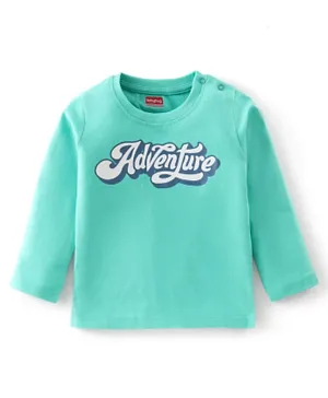 Babyhug Cotton Knit Full Sleeves T-Shirt Graphic Text Print - Green