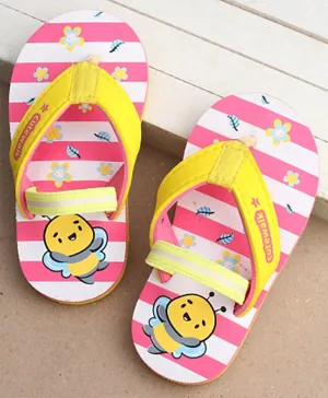 Cute Walk by Babyhug Slip On Flip Flops Stripes & Bee Print-  Pink