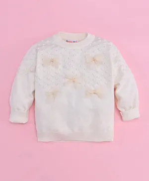 Kookie Kids Bow Embellished Sweater - White