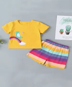 SAPS Dinosaur Patched T-shirt & Shorts Set - Multicolor