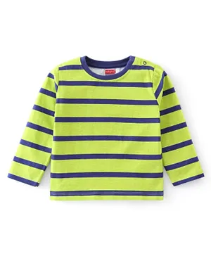 Babyhug Cotton Knit Full Sleeves Striped T-Shirt - Green & Navy