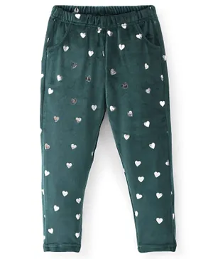 Babyhug Fleece Full Length Woollen Pant Star Design - Green