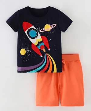SAPS Space Graphics T-shirt & Shorts Set - Blue & Orange