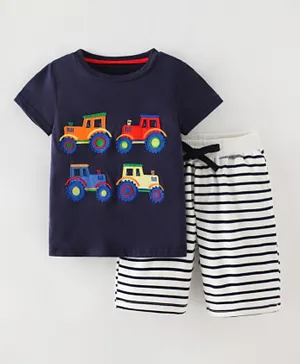 SAPS Embroidered T-shirt & Shorts Set - Multicolor