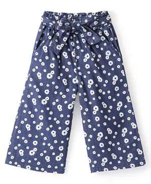 Babyhug Cotton Ankle Length Culottes Floral Printed - Blue