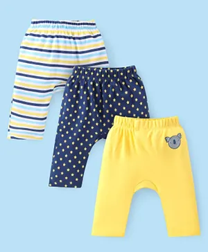Babyhug Cotton Knit Full Length Diaper Pants Star Print - Multicolour