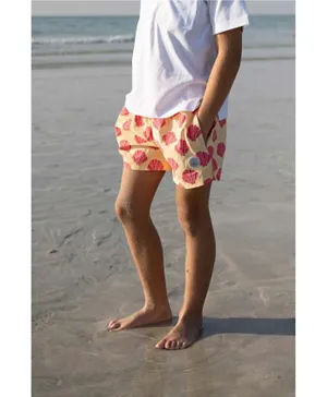 Badawii Beach Shells Paradise Printed Swim Shorts - Sunny Yellow