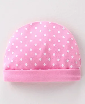 Babyhug 100% Cotton Knit Cap Polka Dot Print - Pink