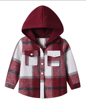 SAPS Checked Hooded Shirt - Red