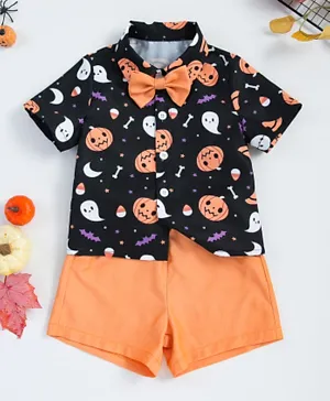 SAPS Pumpkin Shirt  and Shorts Set - Black & Orange