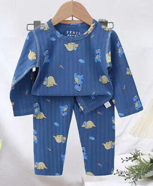 SAPS Dino All Over Print Night Suit - Blue
